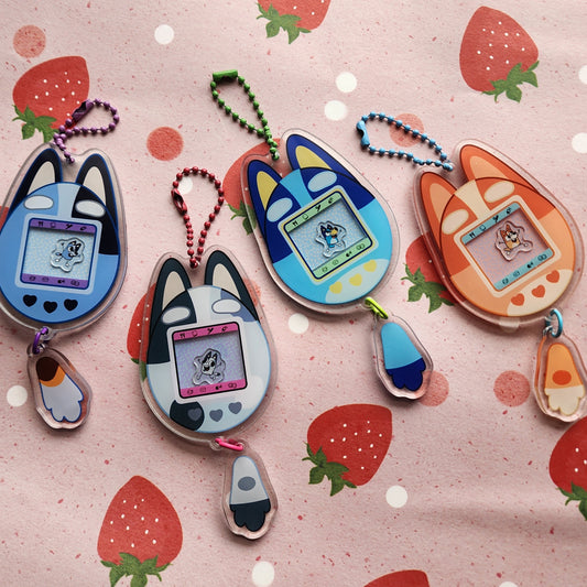 Blue Dog Tamagotchi Shaker Charms
